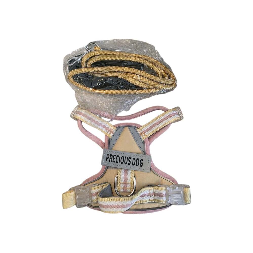 Precious Dog Vest Harness & Leash Set – Small – Pink Yellow Striped – NEW